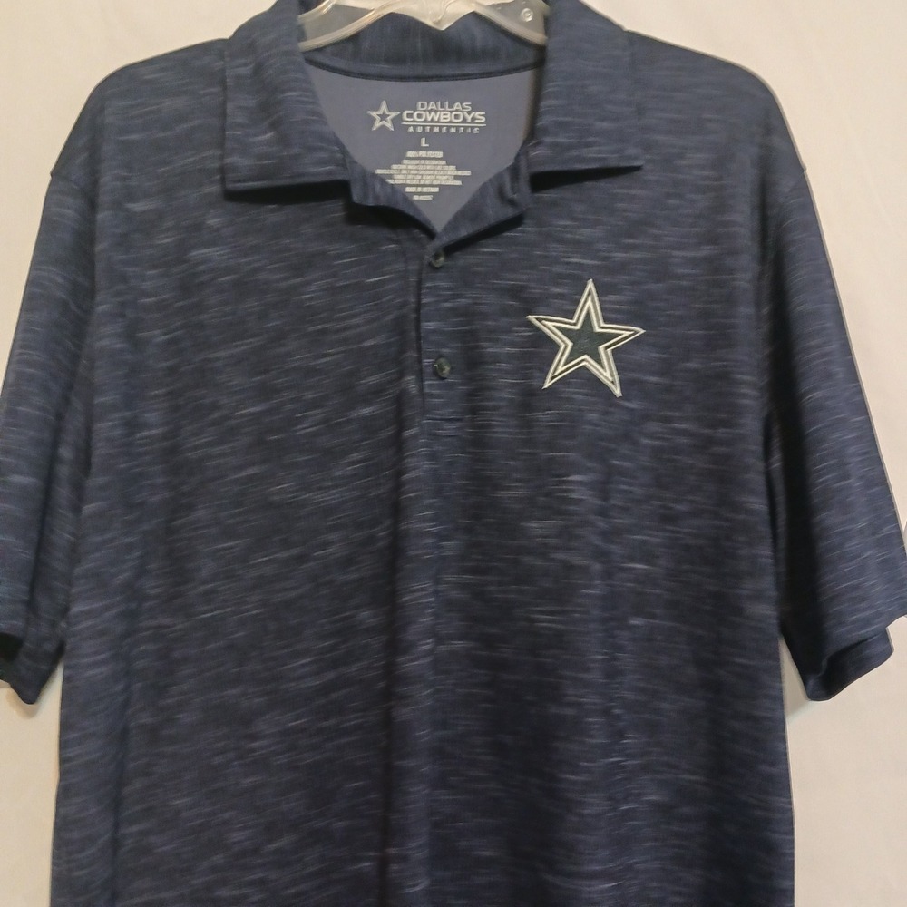 Dallas Cowboys Polo Shirt Mens L Blue Excellent Space Dye Heathered NFL Logo